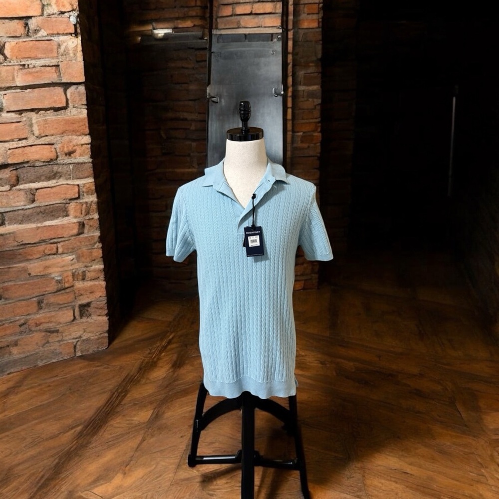 Rockport Textured Knit Short Sleeve Polo SZ SM‎ NWT